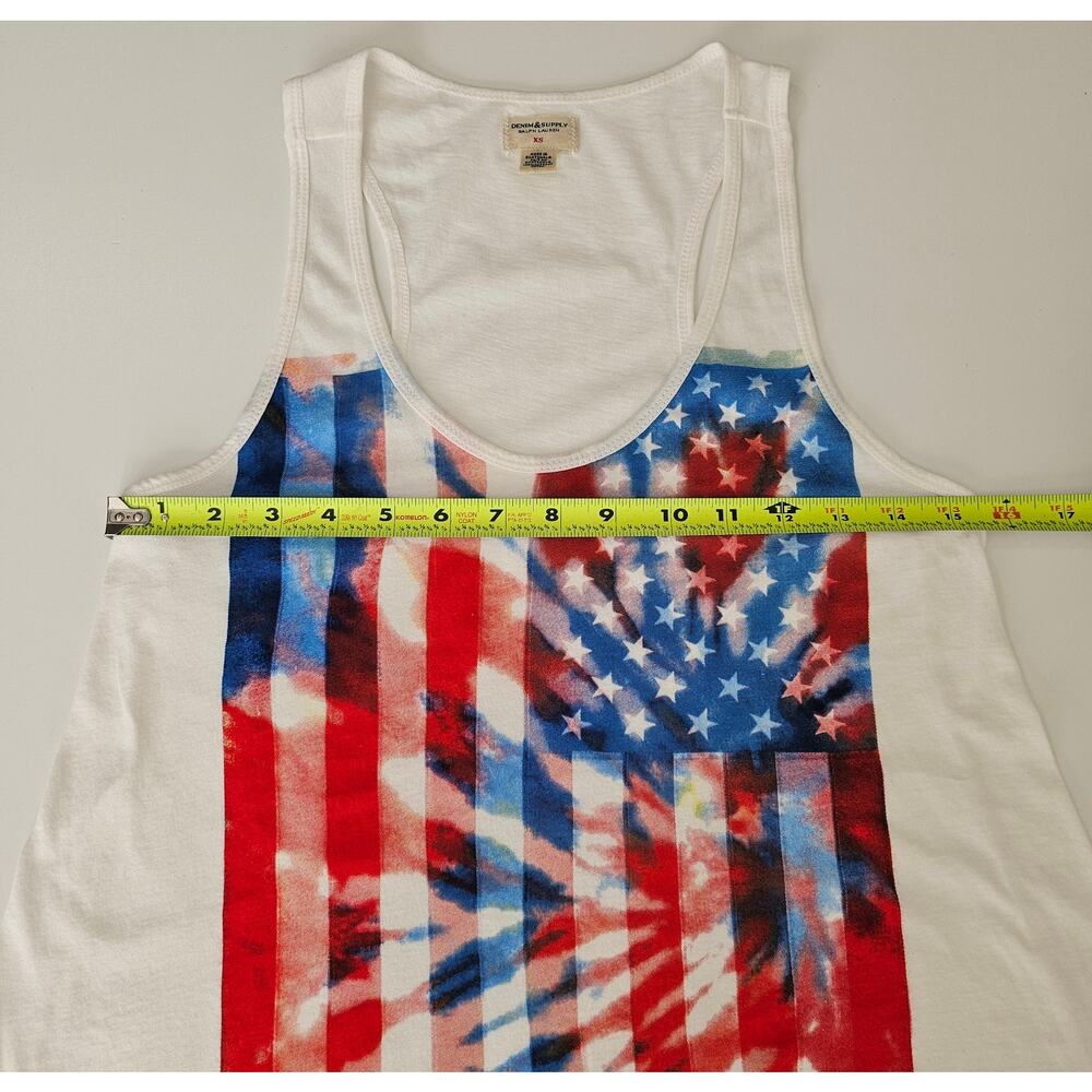 EUC DENIM & SUPPLY RALPH LAUREN Red White & Blue American Flag Boho Tank Top XS - Picture 4 of 6